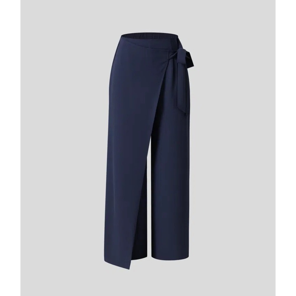 Halara Womens High Waisted Tie Side Invisible Zipper Wide Leg Work Pants XL Navy
